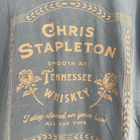 Chris Stapleton Gray Smooth As Tennessee Whiskey Soft Casual Graphic T Shirt - Picture 2 of 4